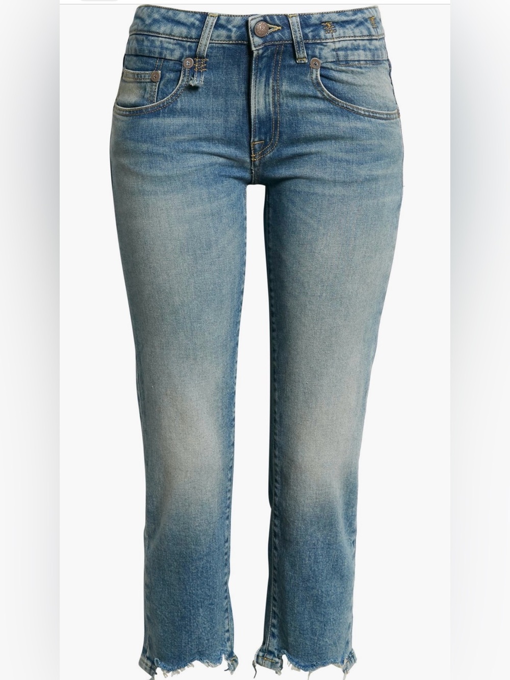 R13 Size 28 Chewed Hem Cropped Low Rise Jeans Jasper Stretch
